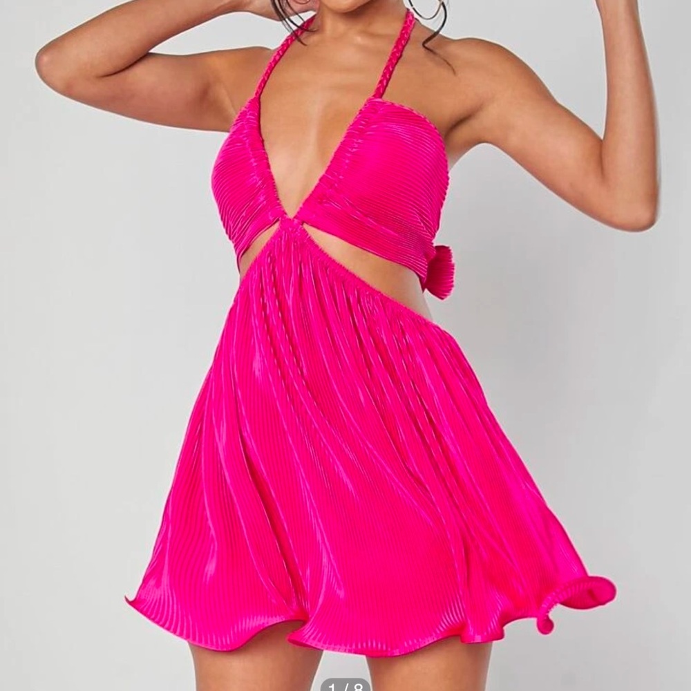 Vibrant Pink Halter Dress - Picture 2 of 7